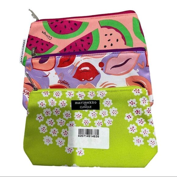 Clinique Three Medium Size Makeup Bags/Pouches 
Zipper Closure - Picture 1 of 7